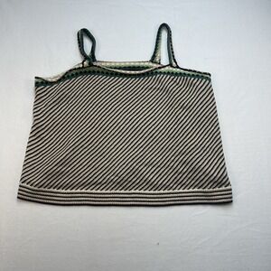 Lane Bryant Striped Knit Tank‎ Top Sleeveless Crocheted Square Neck Size 26/28